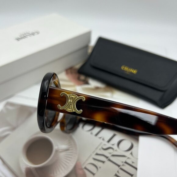 Celine Brown Triomphe 01 Oval Sunglasses - Picture 5 of 6